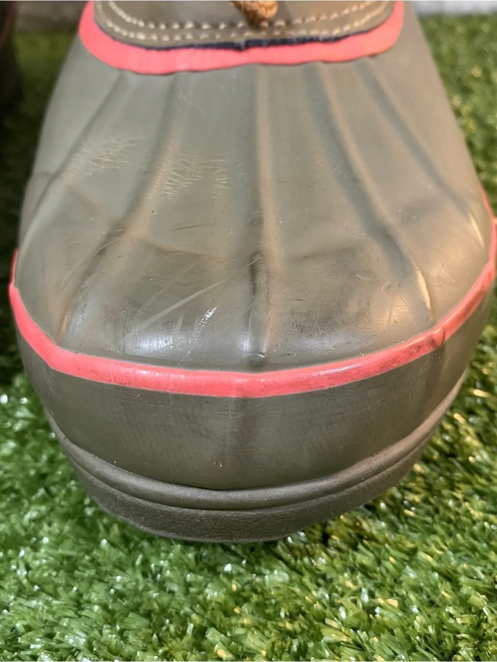 Khombu Nola Duck Boots Women's SZ 9 Olive Green Rubber Faux Fur Rain Snow Ankle